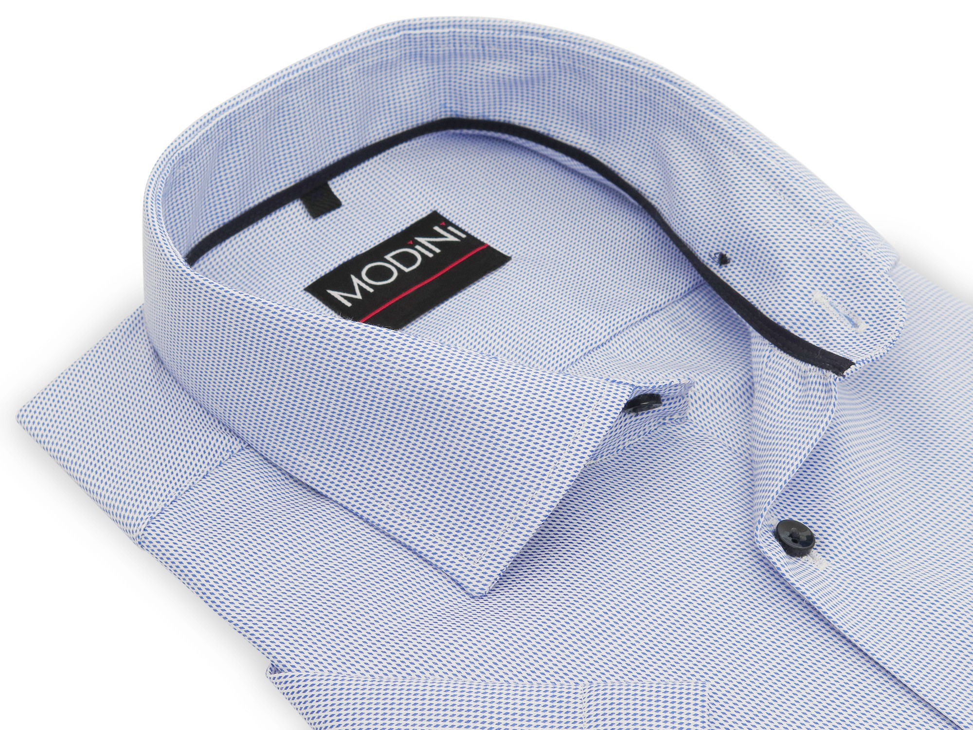 Koszula męska z krótkim rękawem w biało-błękitny wzór DK6