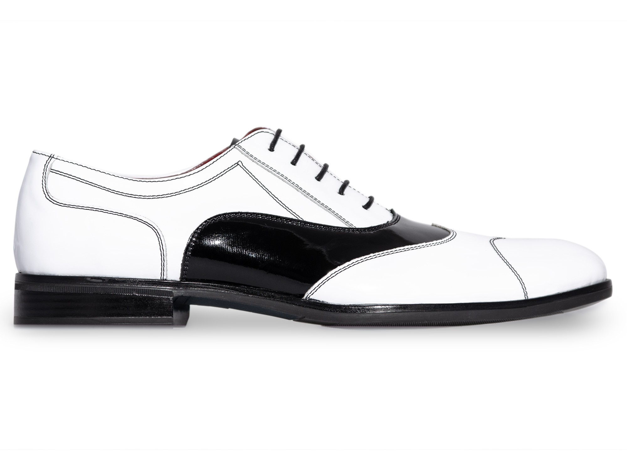 Biało-czarne lakierki męskie - Spektatory Al Capone Caponki T195