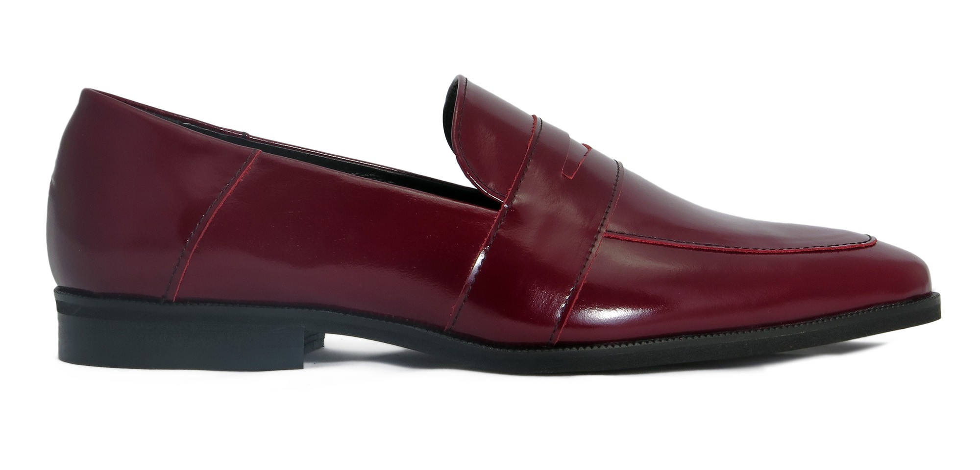 Bordowe loafersy - wsuwane buty męskie - penny loafers T215