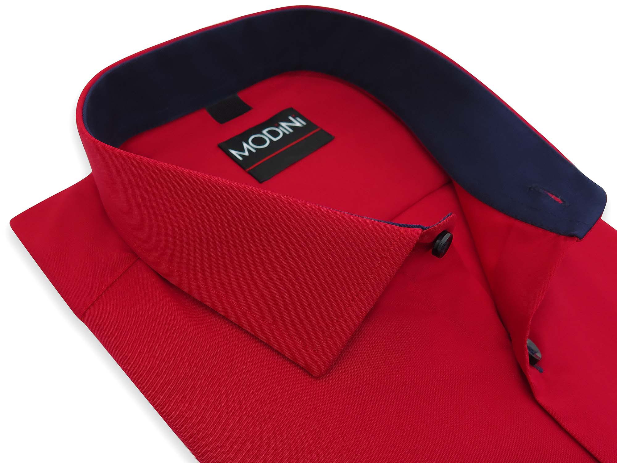 Czerwona koszula męska z granatowymi kontrastami Y02