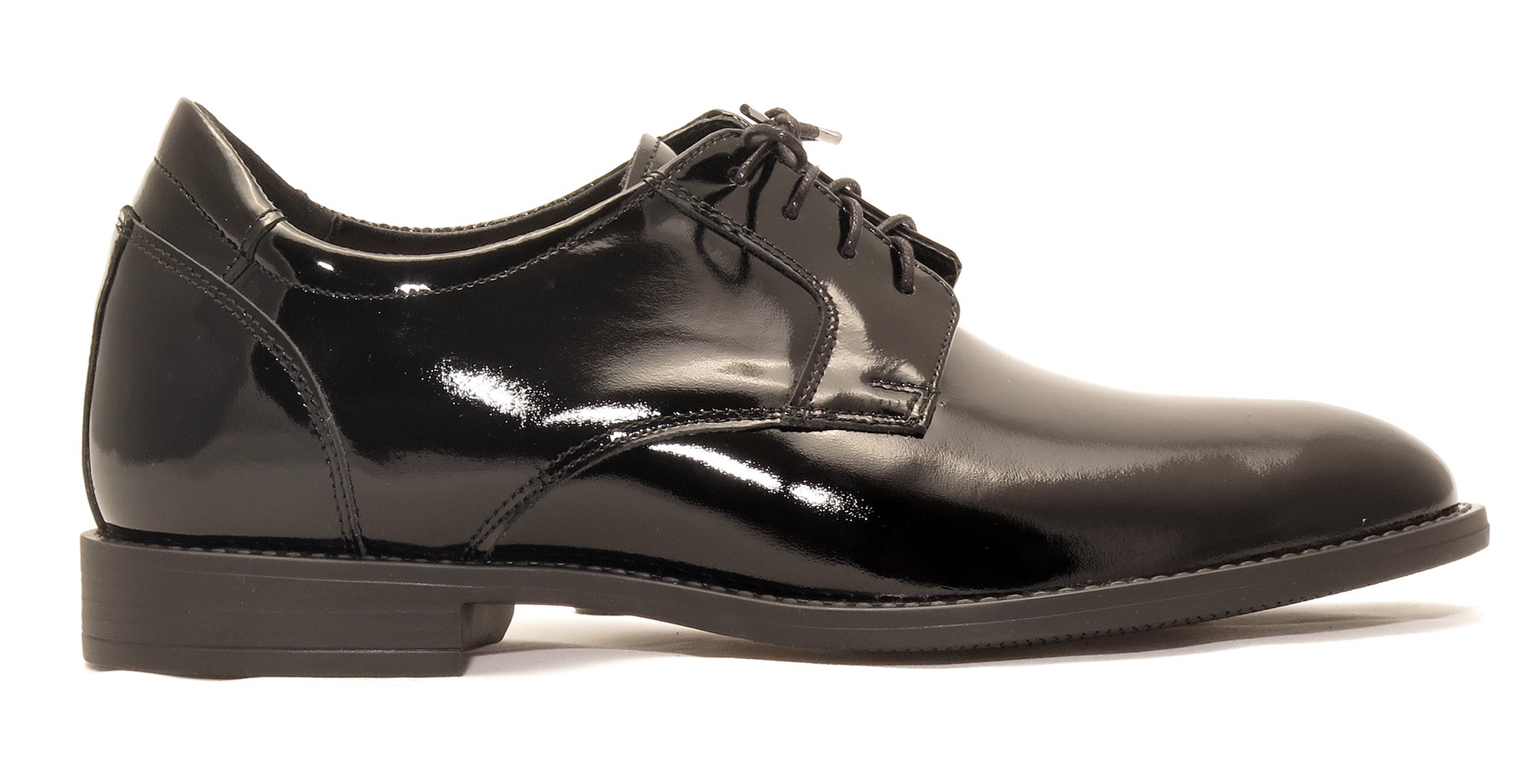 Czarne podwyższające lakierki męskie +6cm T229