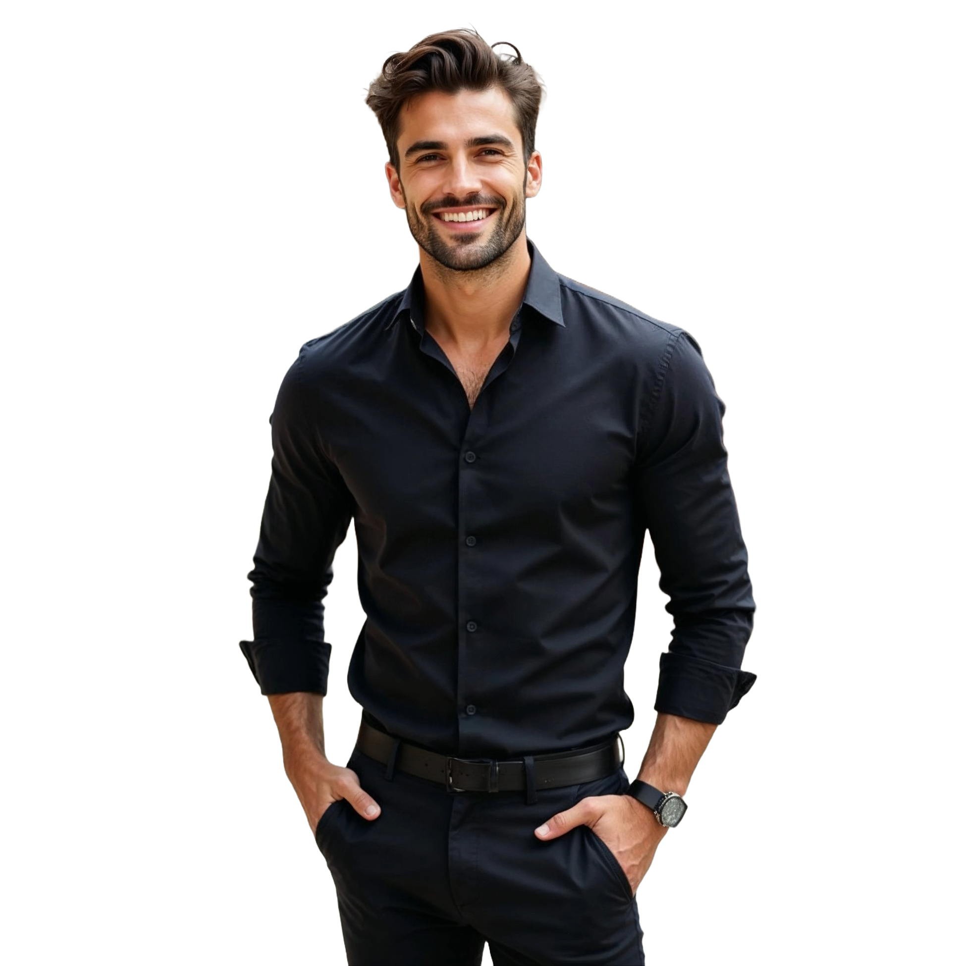 Czarna elastyczna koszula męska Modini Y79