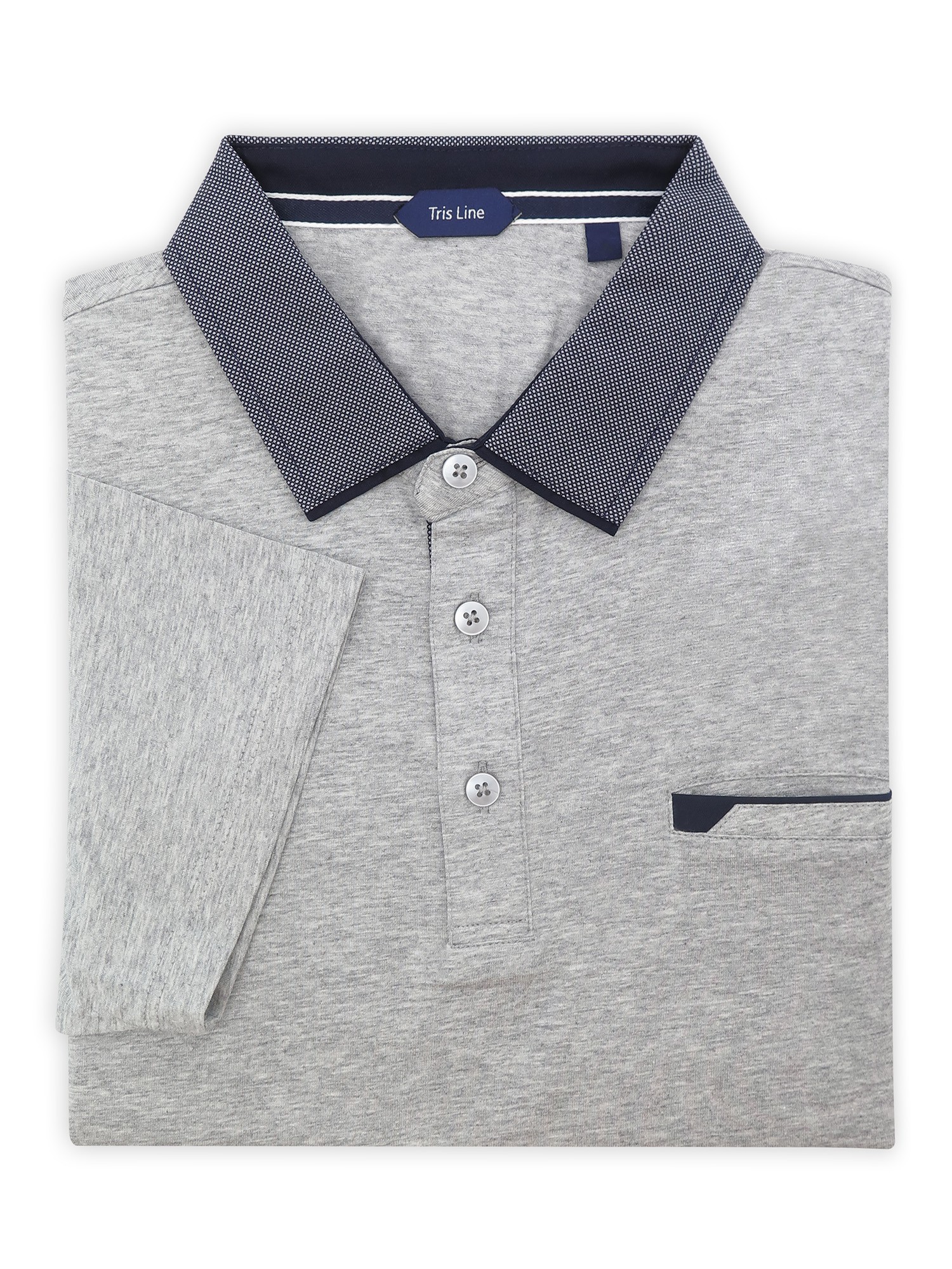 Szara elastyczna męska koszulka polo Tris Line - KP29