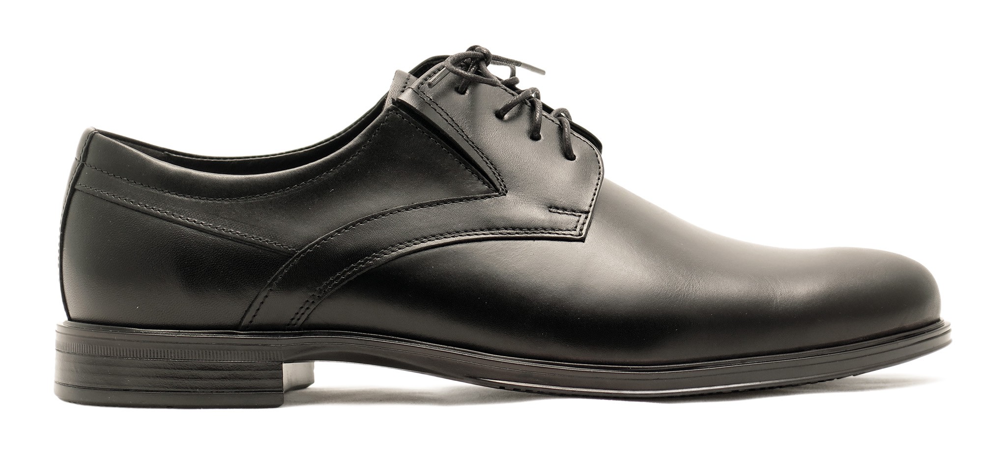 Wygodne czarne półbuty męskie na szeroką stopę T223