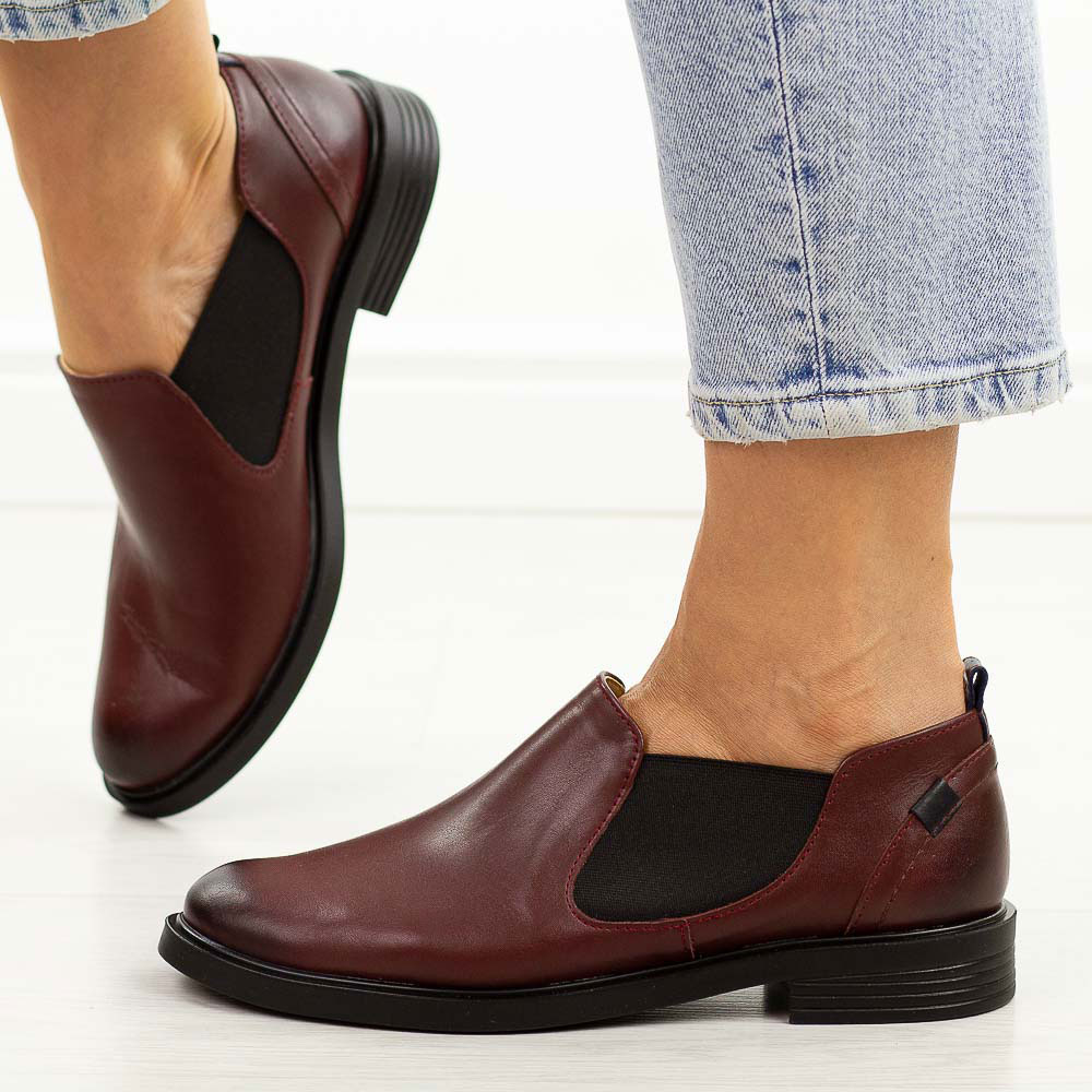 Bordowe skórzane Polskie półbuty damskie Gregors 1156