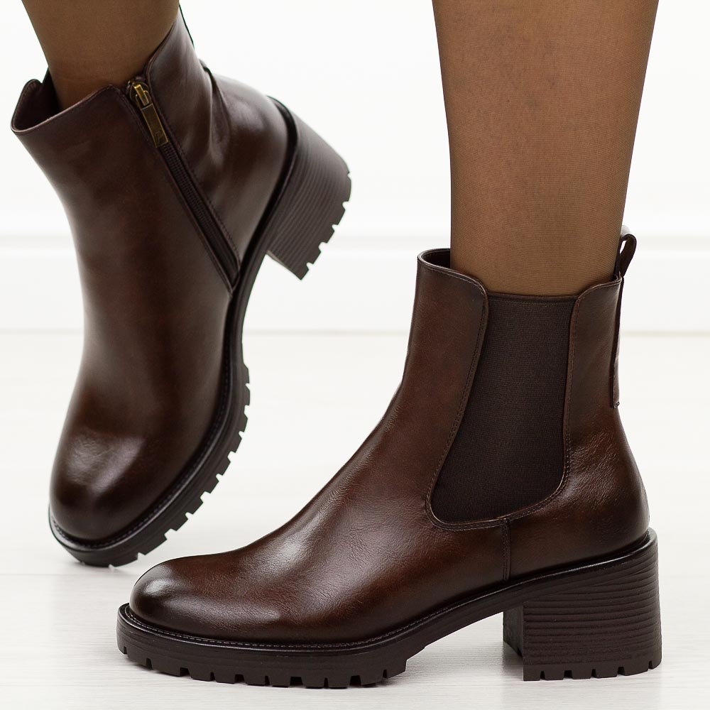 Brązowe botki damskie Potocki 12742