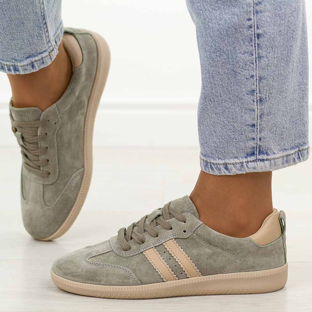 Khaki skórzane półbuty damskie Filippo Dp7508/26