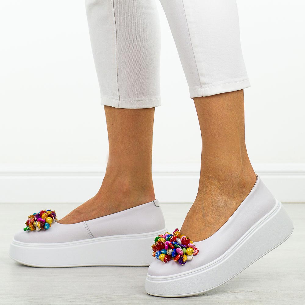 Białe skórzane baleriny damskie Filippo Dp6836/25