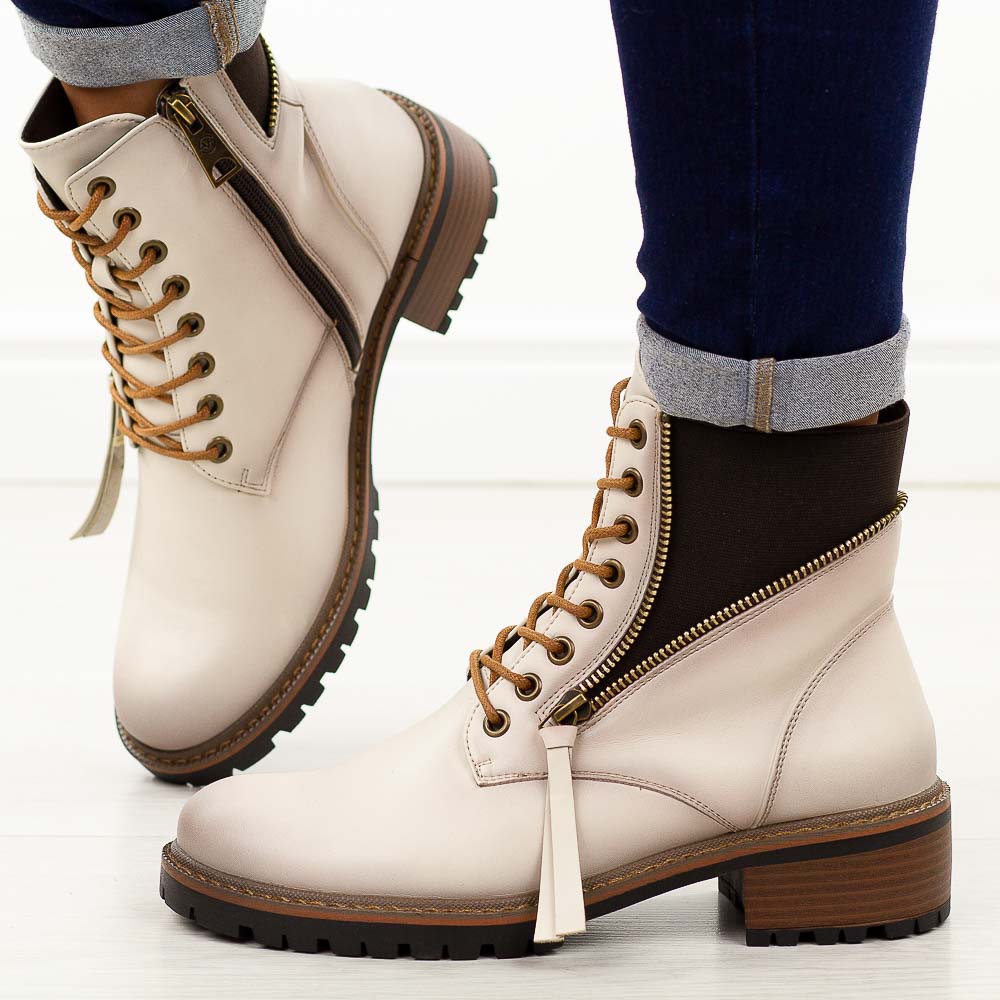 Beżowe botki damskie, trapery Vinceza 58559