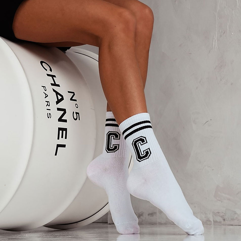 Skarpetki damskie - litera C 733 wh/bk