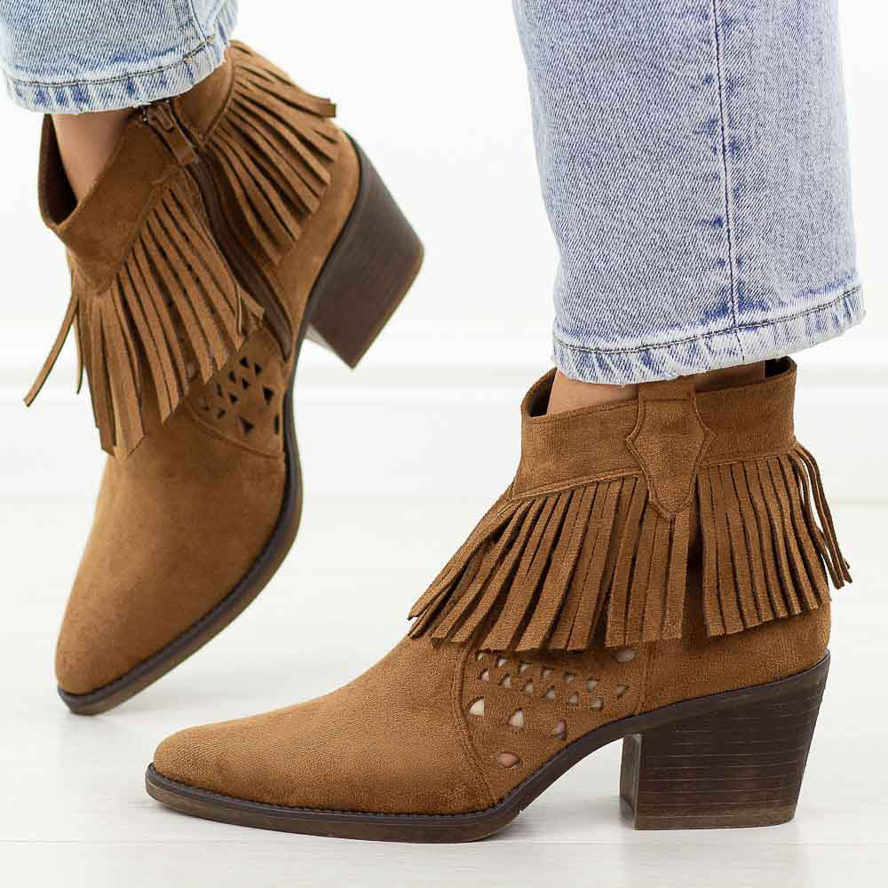 Brązowe kowbojki damskie M.Daszyński Sa261-13