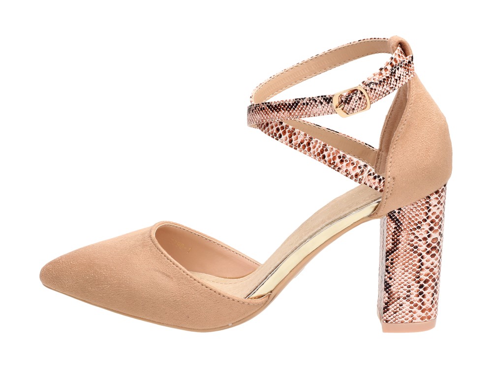 Beżowe sandały damskie S.Barski 7290-1 Słupek