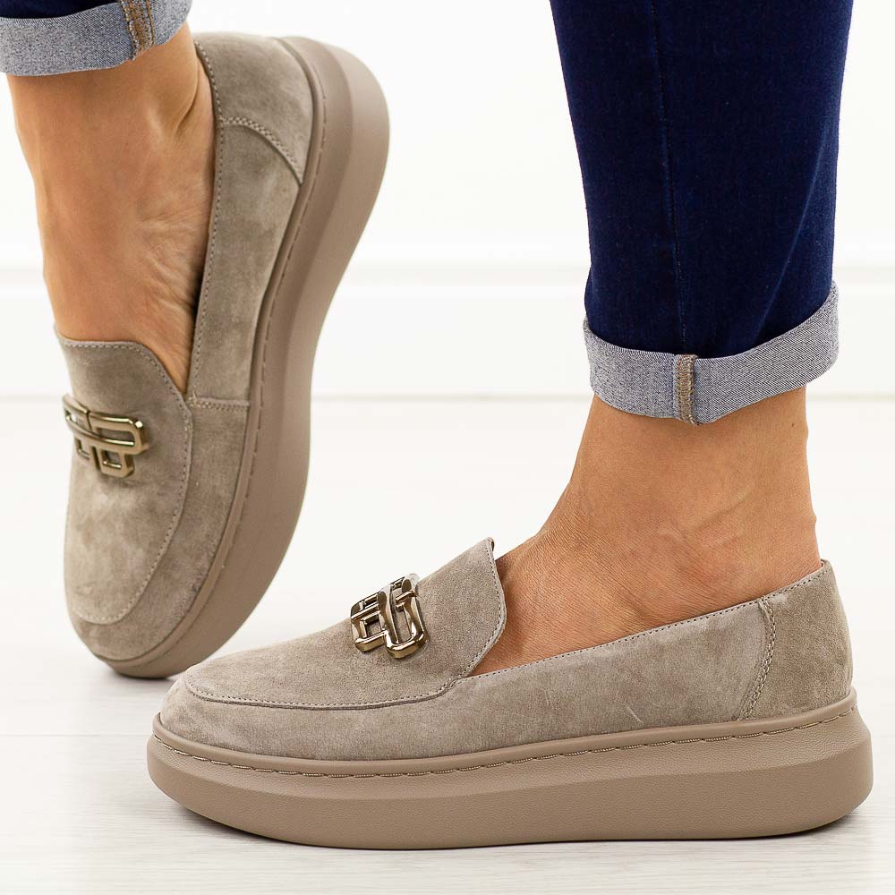 Beżowe skórzane półbuty damskie Filippo Dp7216/25