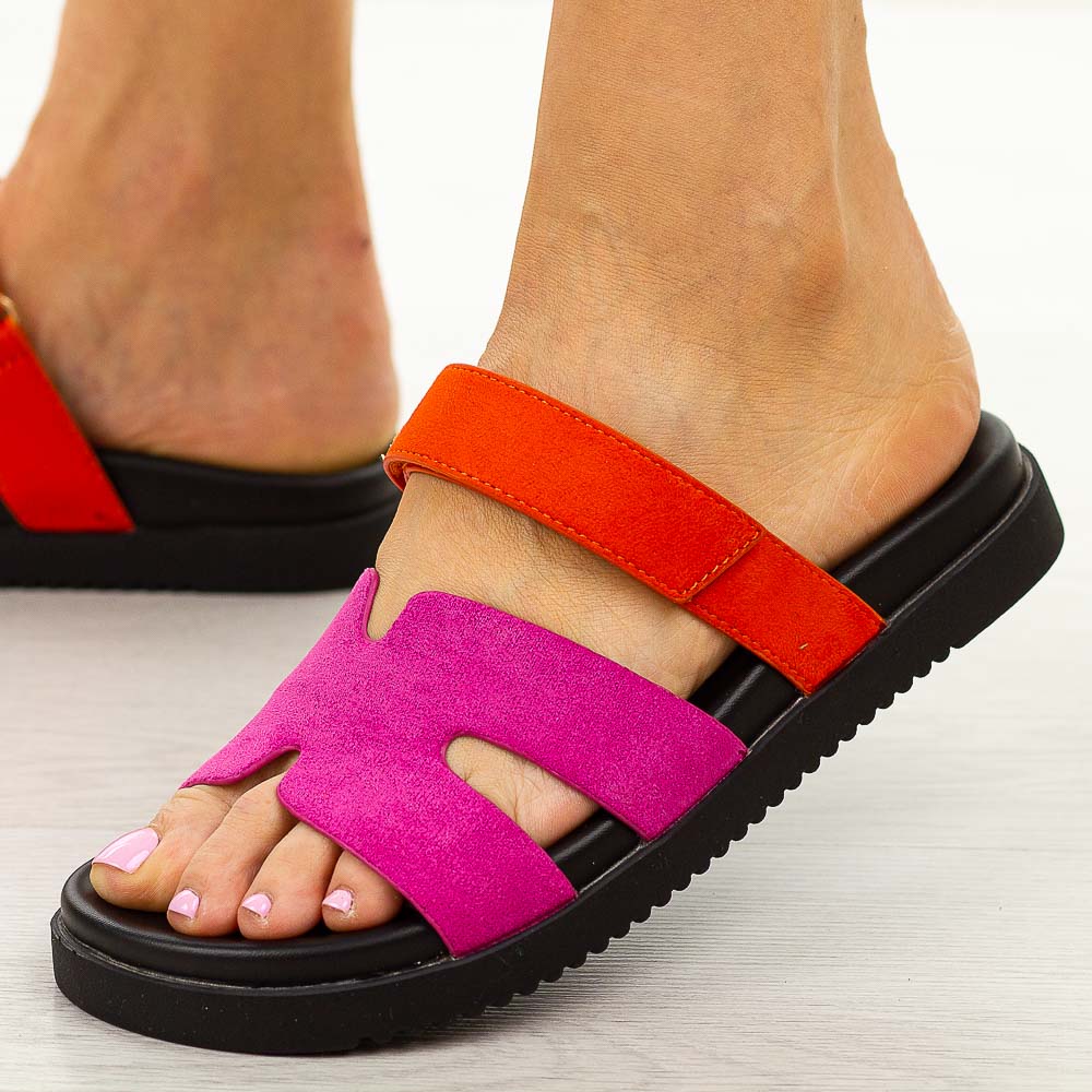 Fuksjowo pomarańczowe klapki damskie Vinceza 17401