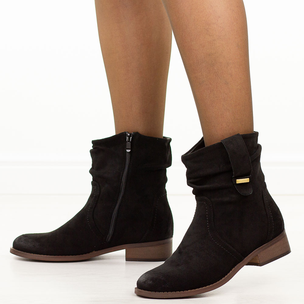 Czarne zamszowe botki damskie Jezzi 9180