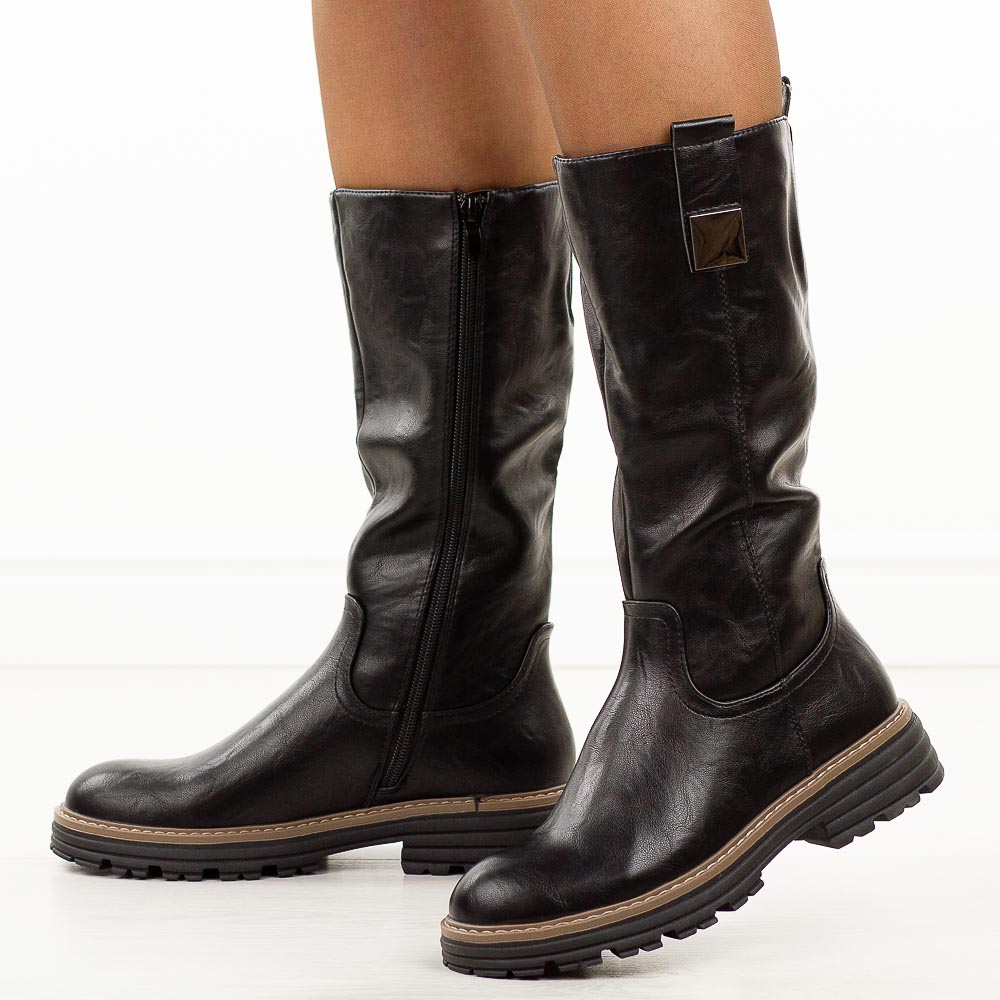 Czarne kozaki damskie na traperze Jezzi Asa259-9