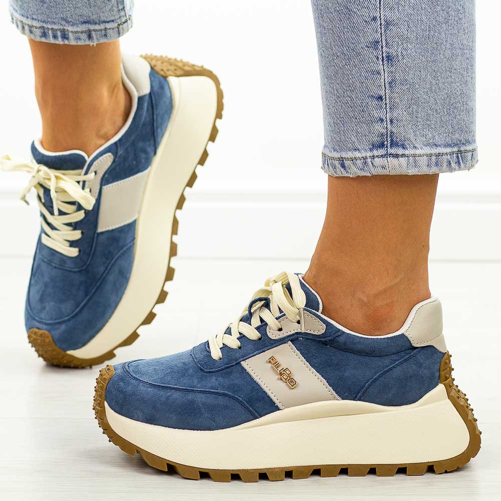 Niebieskie skórzane półbuty damskie Filippo Dp6785/25