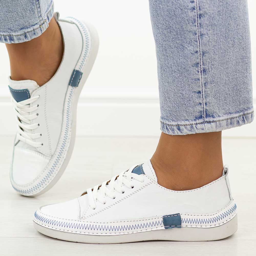 Biało nieb. skórzane półbuty damskie T.Sokolski 8260