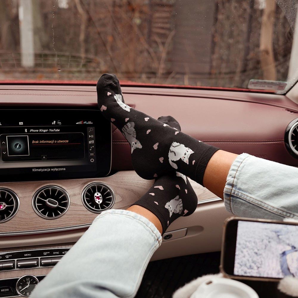 Skarpetki damskie koty 1120 czarny