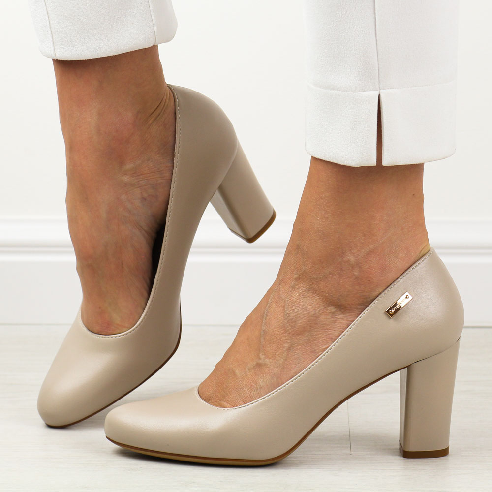 J. Szare czółenka damskie na słupku Sergio Leone Pb130