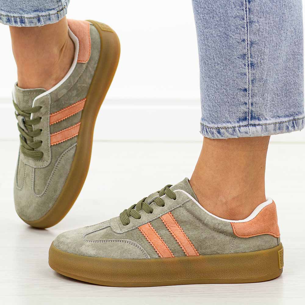 Khaki skórzane półbuty damskie Filippo Dp6764/25