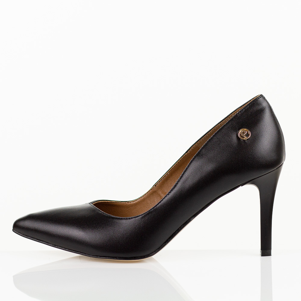 Czarne Polskie szpilki damskie Prestige 2106 Skóra Lico