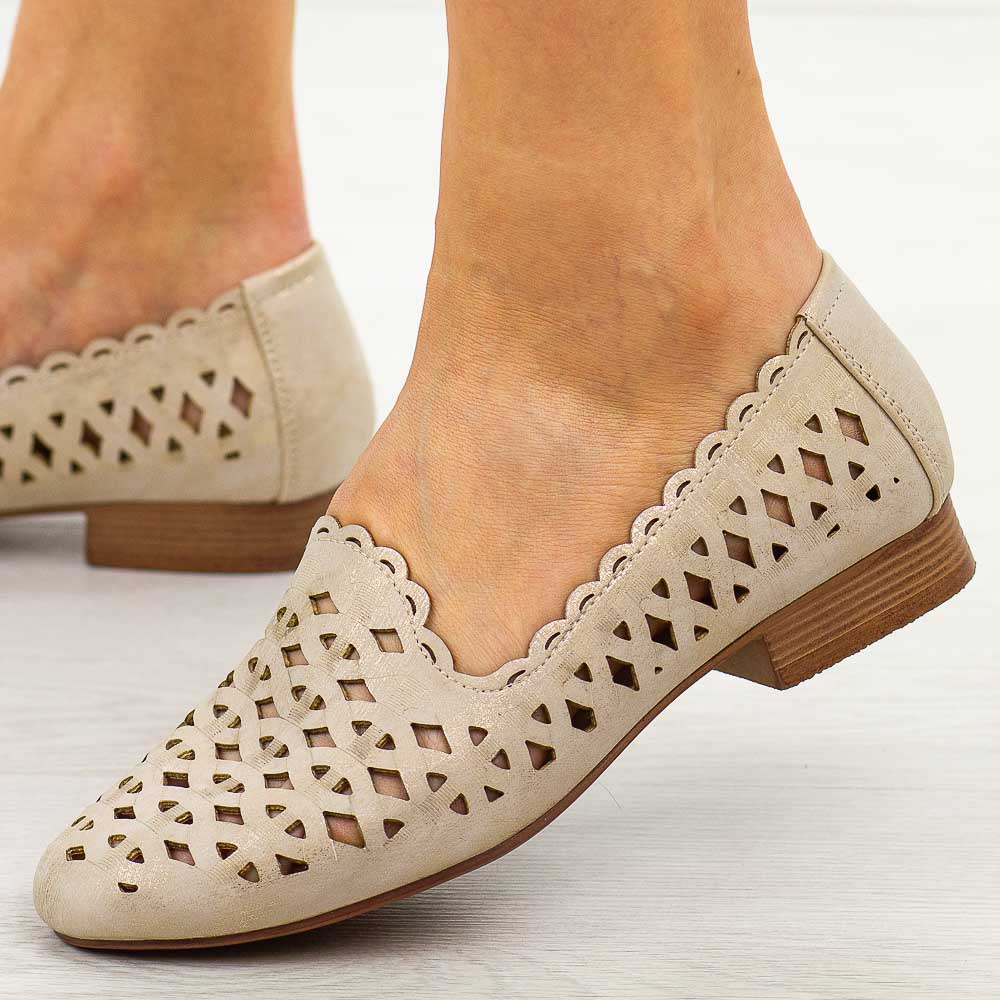 Złote ażurowe półbuty damskie Jezzi Asa222-8