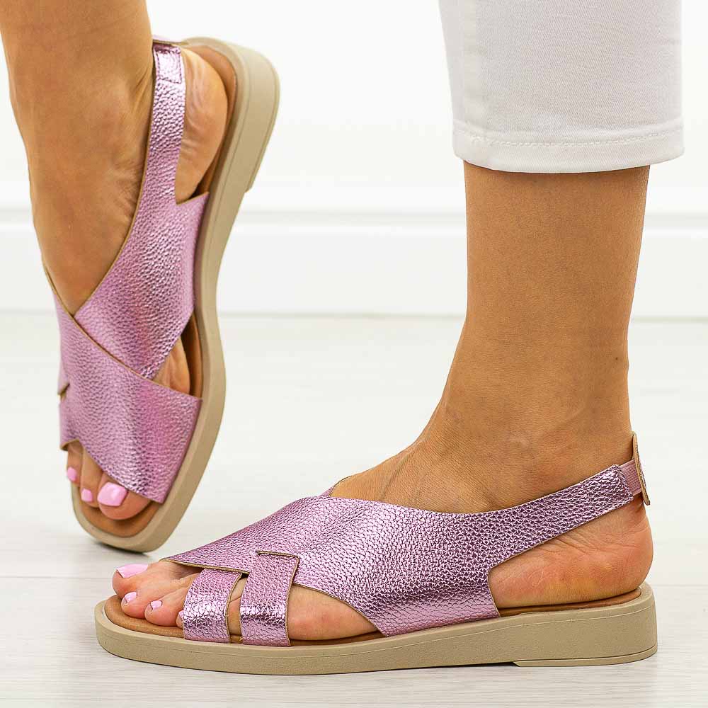 Różowe płaskie sandały damskie M.Daszyński 24124-6