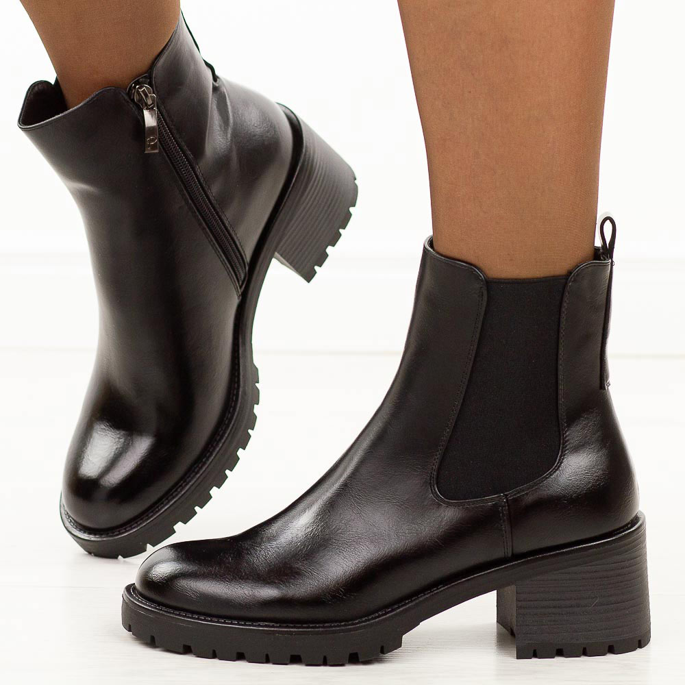 Czarne botki damskie Potocki 12742