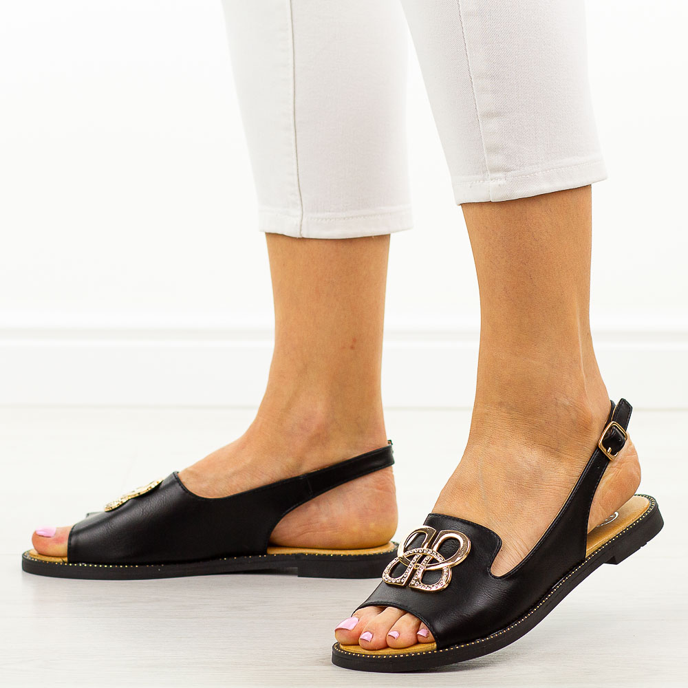 Czarne płaskie sandały damskie Filippo Ds6918/25