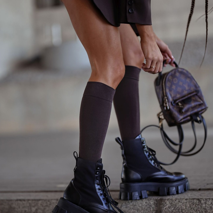 Podkolanówki damskie gładkie 200 brąz