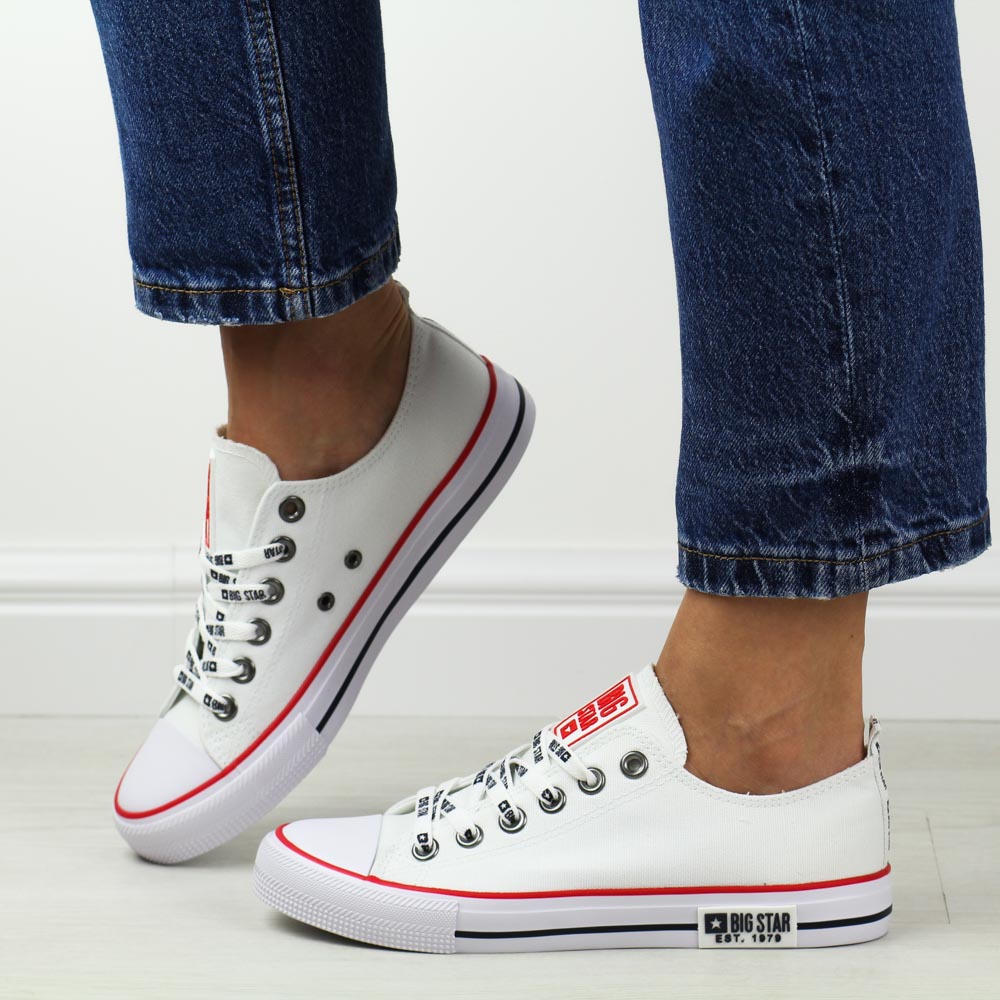 Białe tekstylne trampki damskie Big Star Kk274101