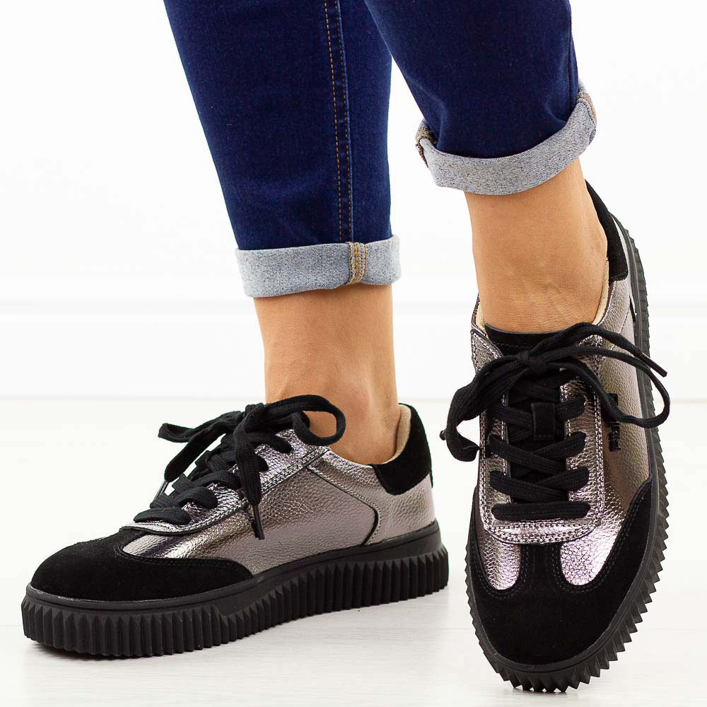 Skórzane półbuty damskie Filippo Dp7123/25 Gun