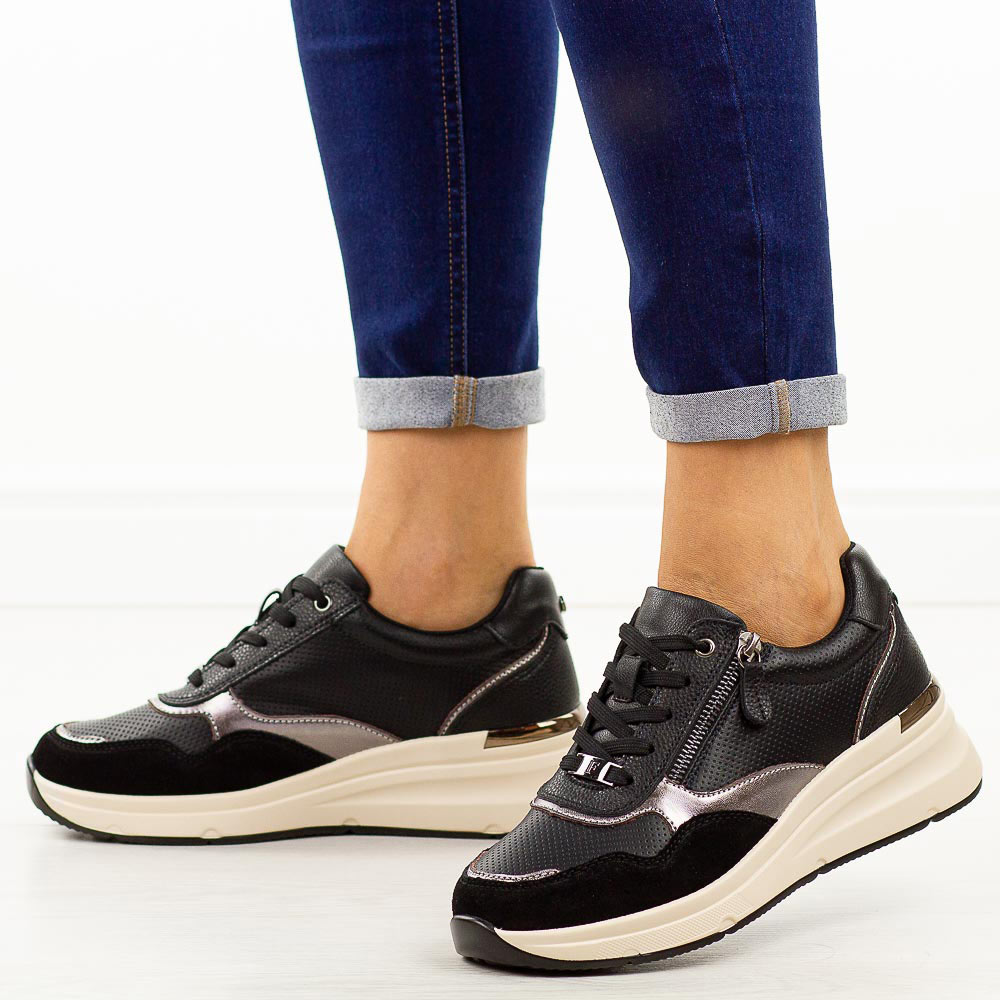 Czarne skórzane półbuty damskie Filippo Dp7105/25