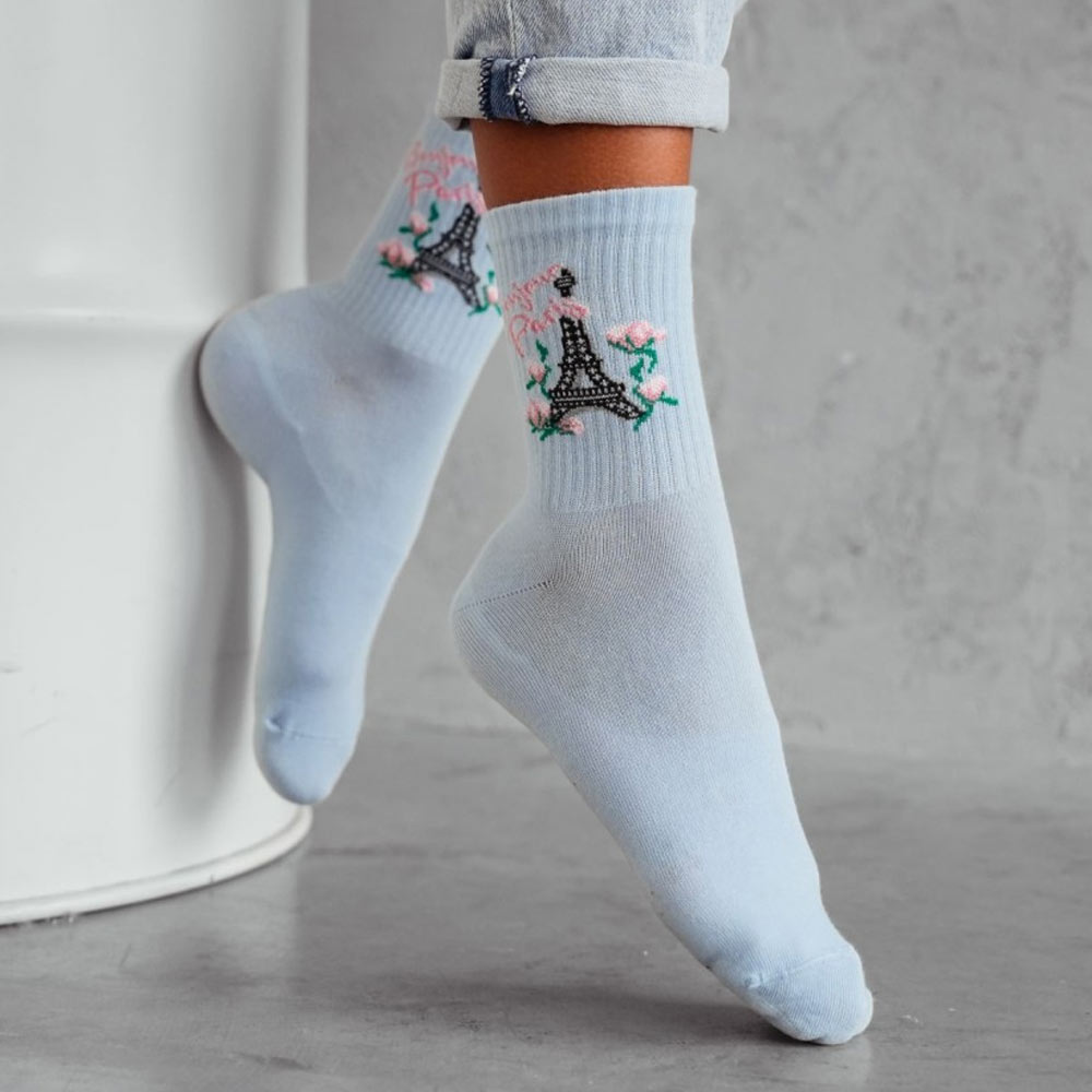 Białe skarpetki damskie Bonjour Paris 1169 bl