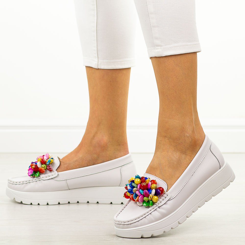 Białe skórzane mokasyny damskie Filippo Dp6828/25