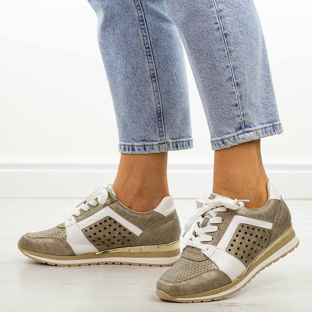 Złote sneakersy damskie, półbuty M.Daszyński 2169-4