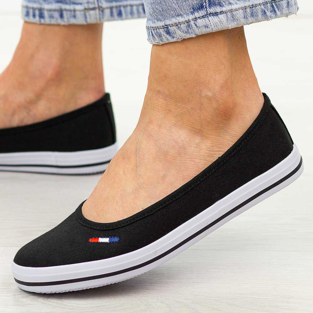 Czarne baleriny tekstylne American Club Lh98