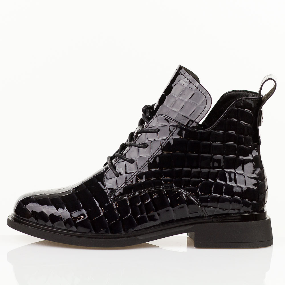 Czarne lakierowane skórzane botki damskie Filippo Dbt7239/25