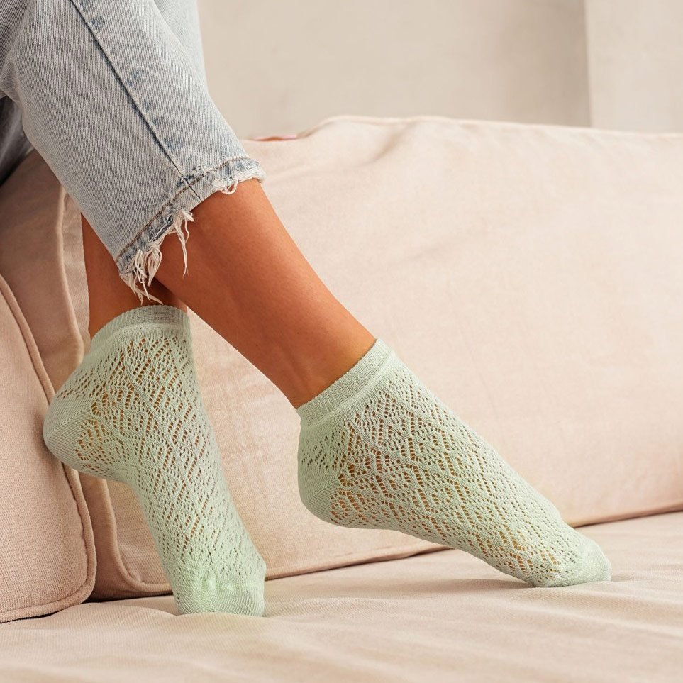 Ażurowe stopki damskie 1001 miętowy