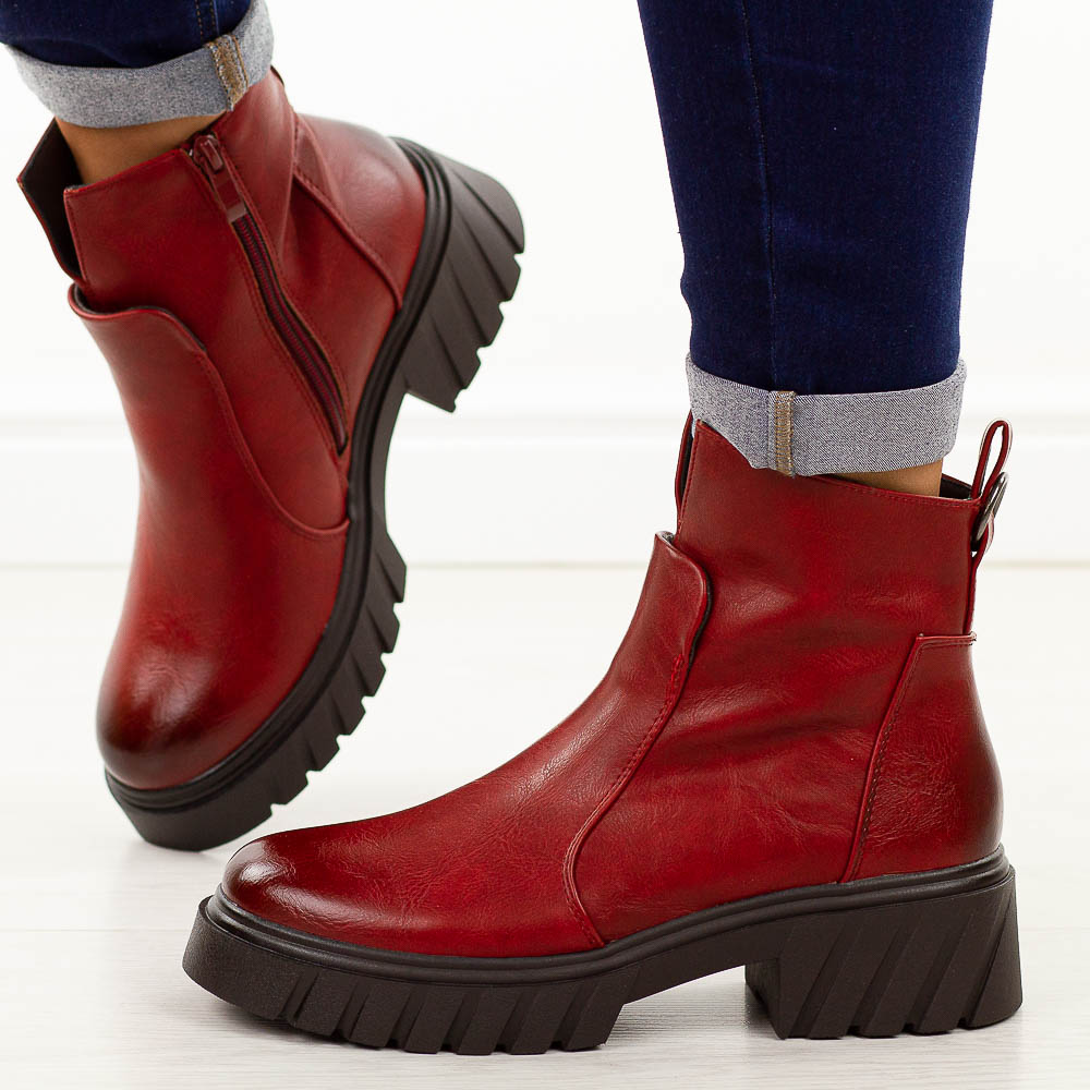 Czerwone botki damskie M.Daszyński 2502-6