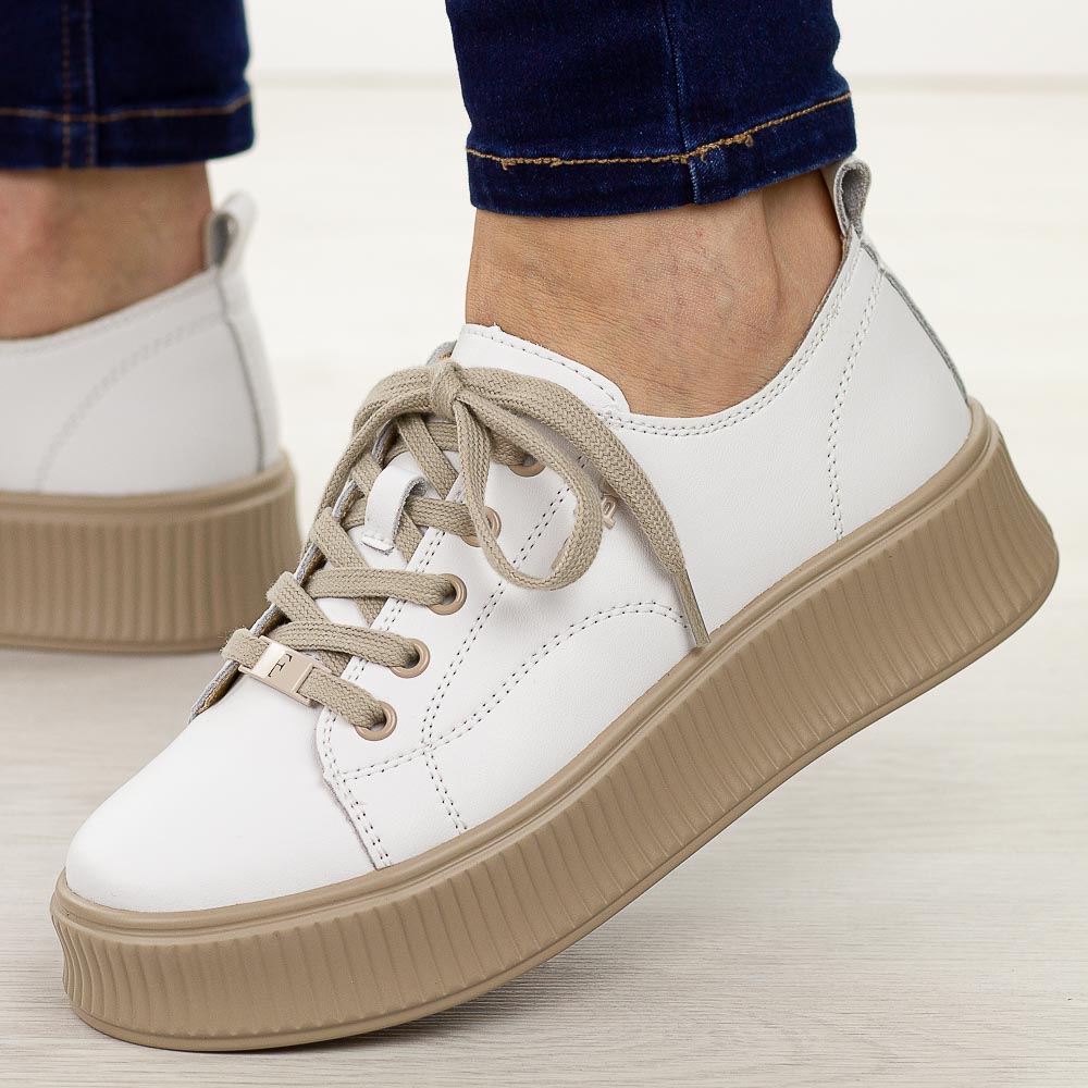 Białe skórzane półbuty damskie Filippo Dp6122/26