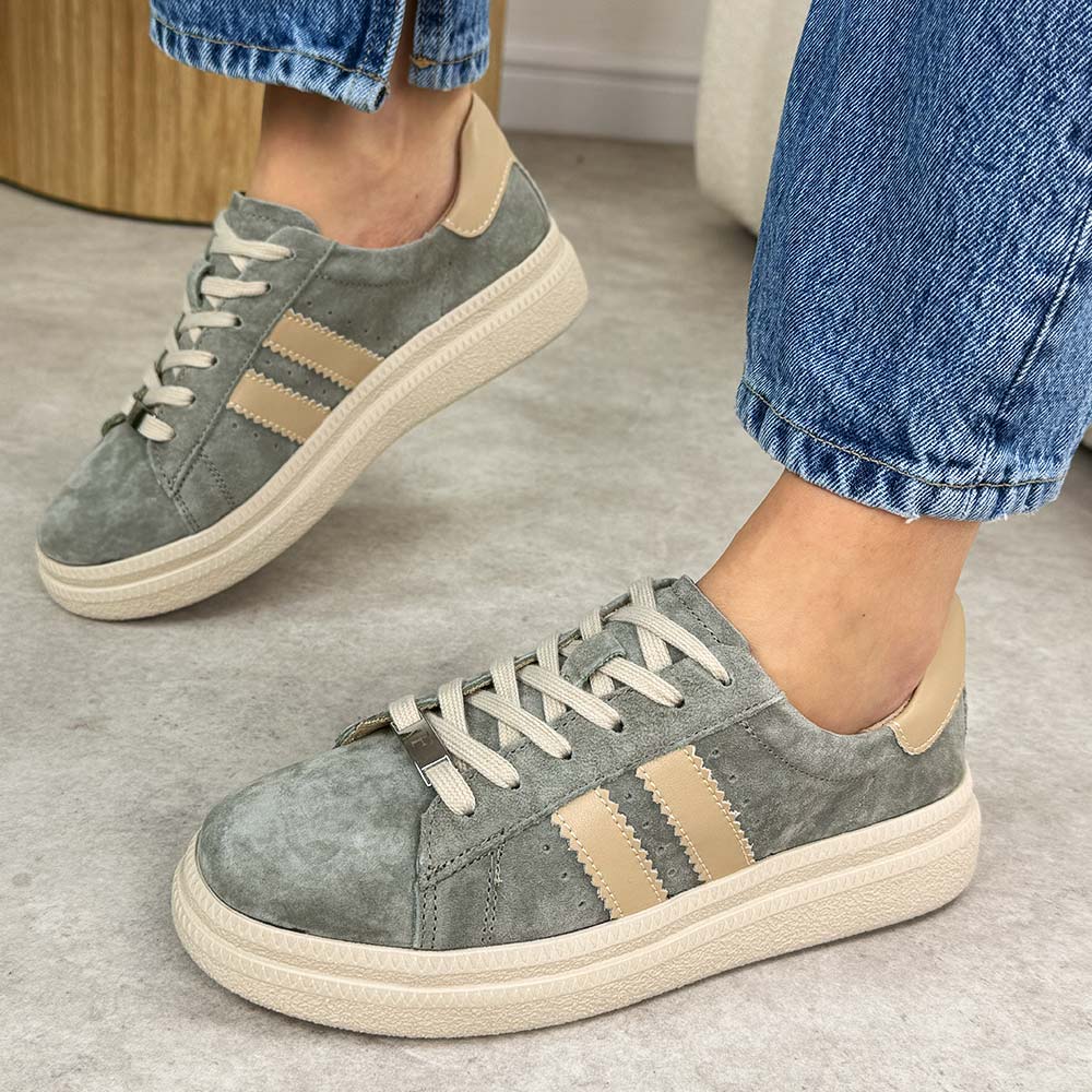 Khaki skórzane półbuty damskie Filippo Dp7499/26