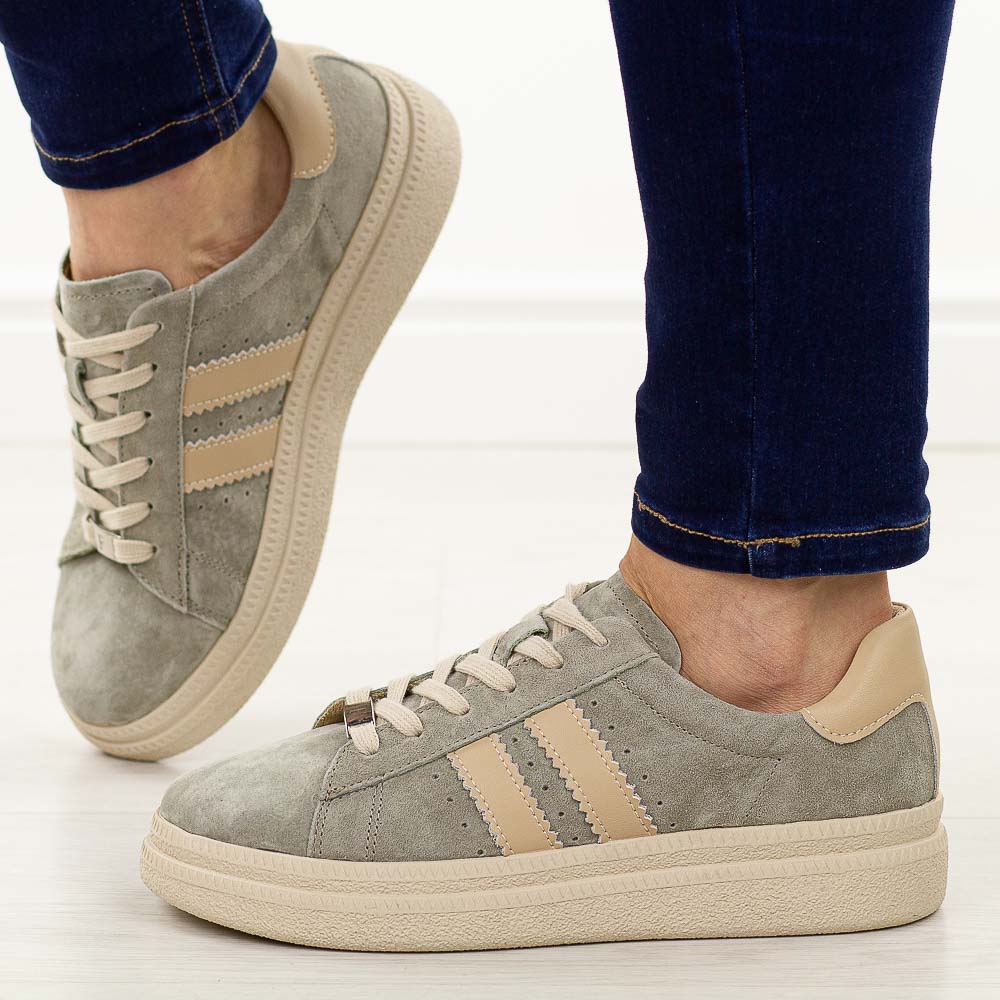 Khaki skórzane półbuty damskie Filippo Dp7499/26