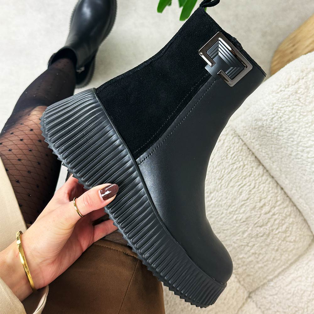 Czarne skórzane botki damskie Filippo Dbt7268/25