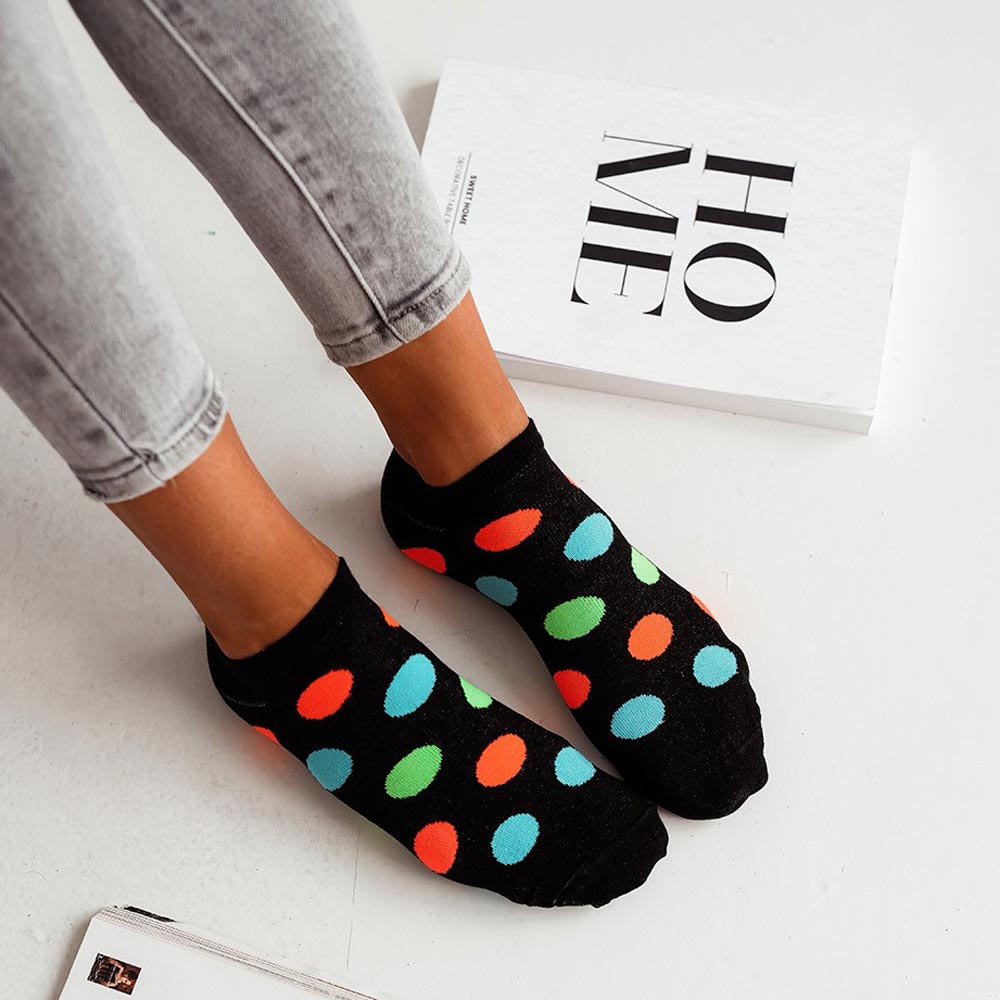 Czarne stopki damskie w grochy 778