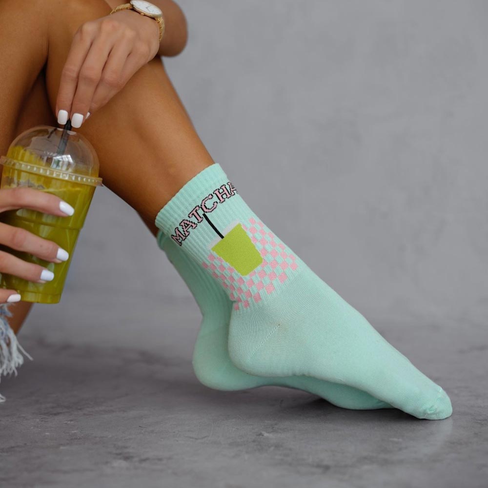 Miętowe skarpetki damskie matcha 1195