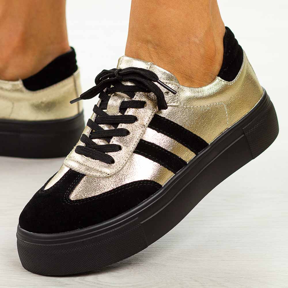 Złote skórzane półbuty damskie Filippo Dp6841/25