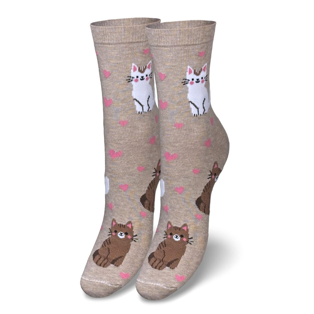 Skarpetki damskie koty 1121 beżowy