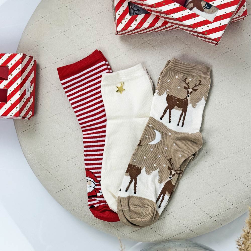 Zestaw na prezent damski - 3 pary skarpetek 1086